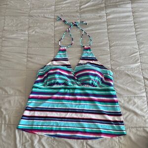 Striped Halter Padded Tankini Top - Swimsuits for All - Size 18